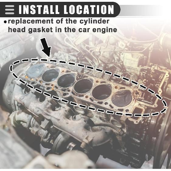 Motoforti Cylinder Head Gasket, Suitable for 1.6L Engine, for Hyundai Accent 2012-2022, Metal, No.223112B003/223112B004, Brown Black