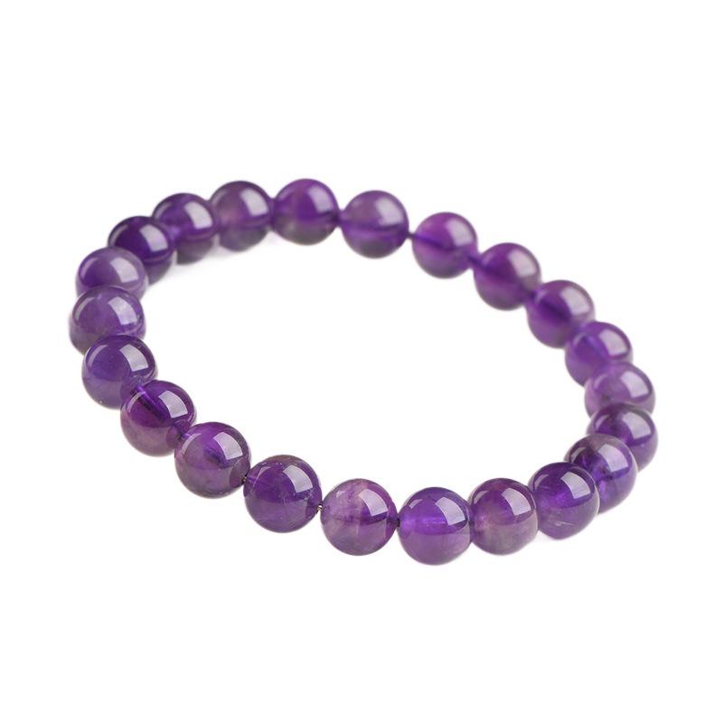 Natural Amethyst Bracelet with Deep Purple Translucent Beads - Women's Imitation Uruguay Crystal Bracelet
