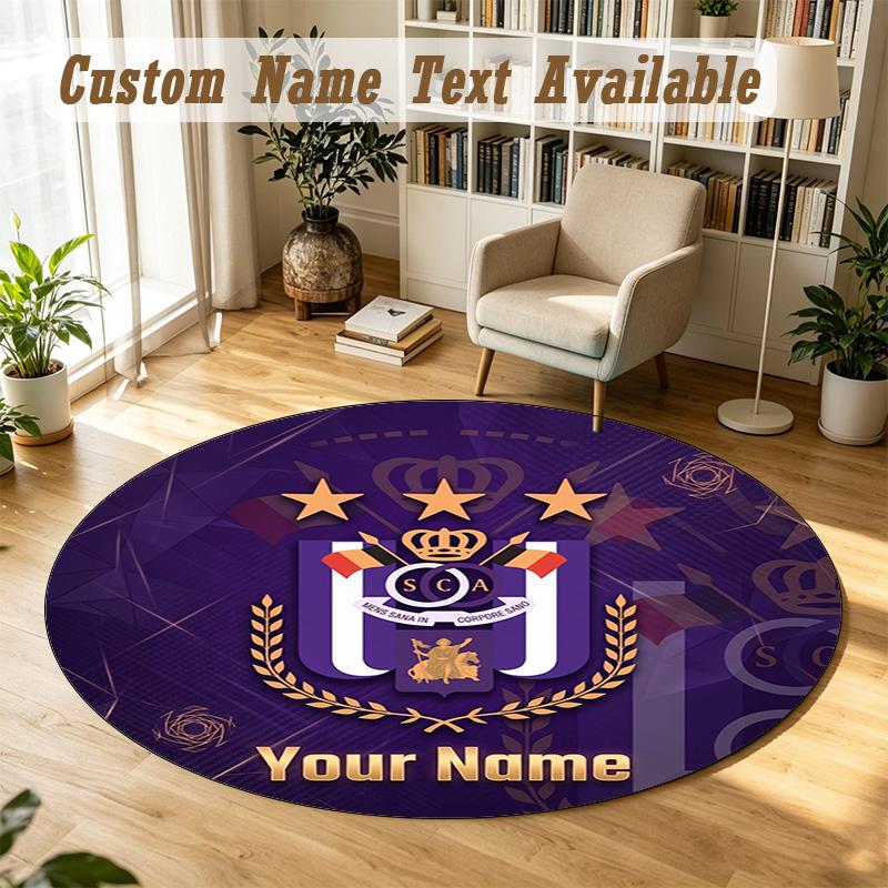 Round Rug Custom NameAnderlecht FC Pattern Non Slip Carpet Home Floor Decor