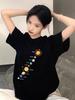 Pure cotton black short-sleeved women's t-shirt new popular summer unique design niche top loose t-shirt