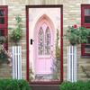 2pcs Dreamy Pink European Retro Door Wall Stickers Rural Style Daisy Lavender Flower Glass Stickers Self Adhesive Removable Livi