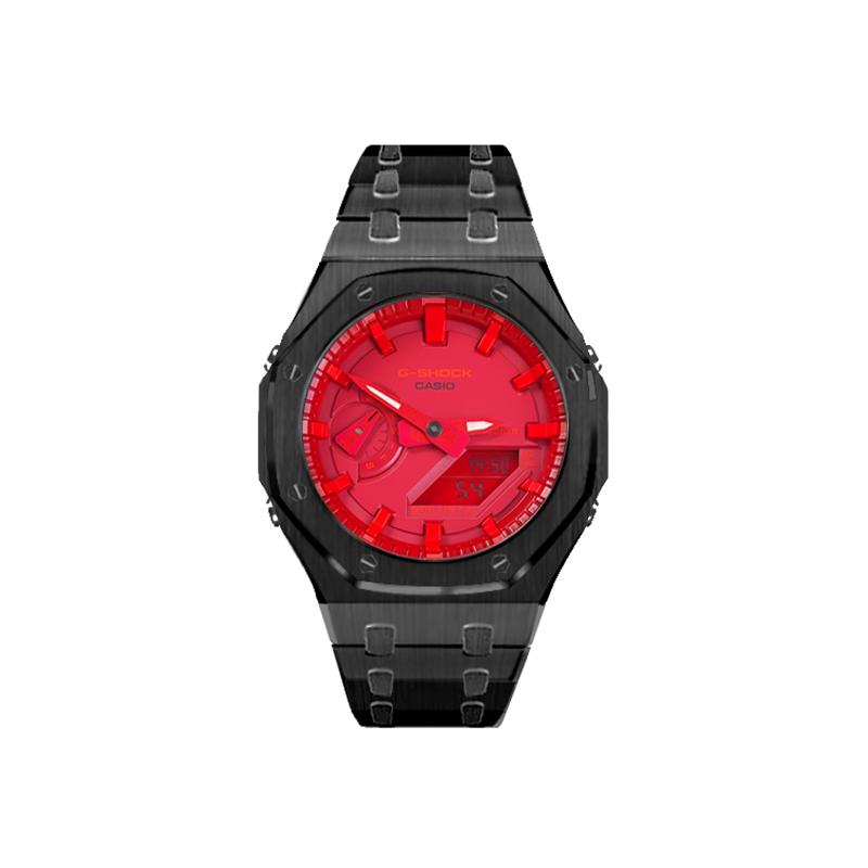 CASIO Men Liquid Crystal/Analog Dual Display Series Red Watch GA-2100-4A- Enzo