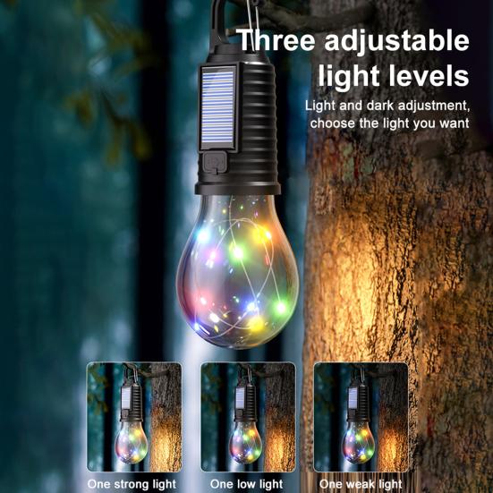 Solar Camping Light 3 Modes Adjustable IPX4 Waterproof Rechargeable Outdoor