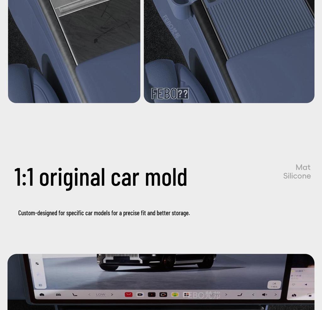 Zeekr 9X Center Console Storage Box: Silicone Upgrade with Full Wrap and Partitioning Interior Organizer.