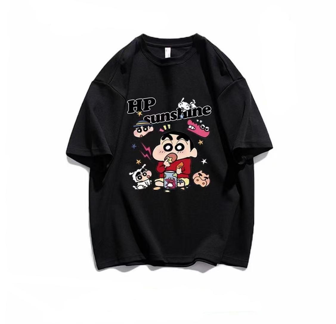 

2026 Summer Comic Form Crayon Shinchan Image 100 Cotton Printed Oversize Casual Tshirt Adult Children Parentchild Top y2k S