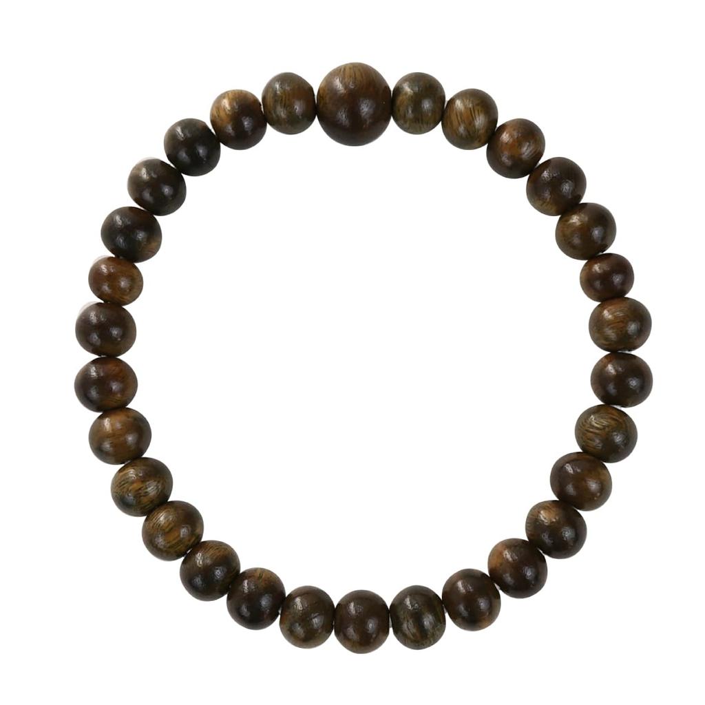 Green Sandalwood Rosary Bracelet, 8mm Beads, 18cm