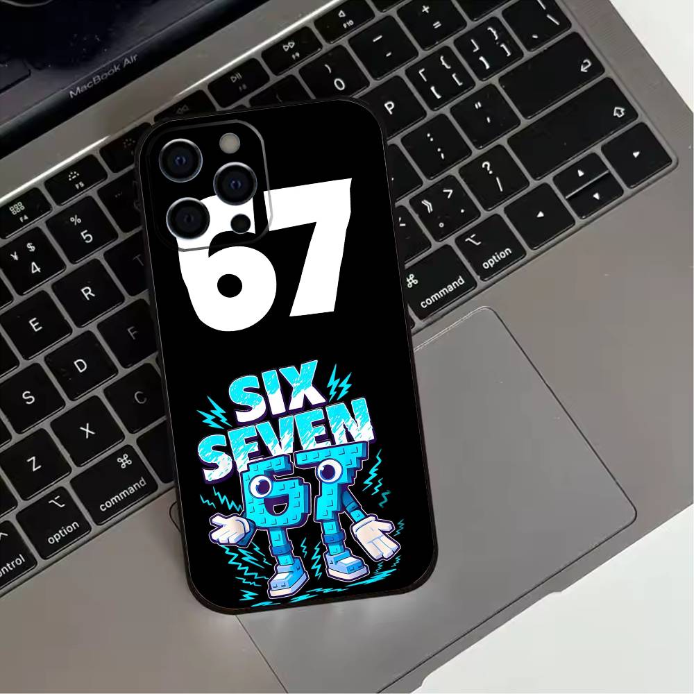 Six Seven 67 Phone Case For iPhone 17,16,15,14,13,12,11 Plus,Pro Max,XS,Soft Silicone Black Cover