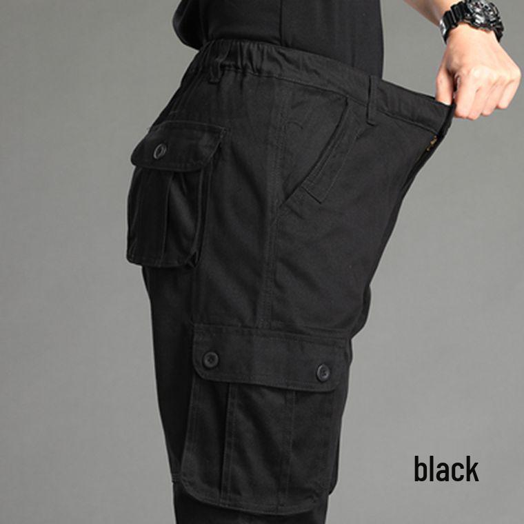 Spring and Autumn Men's Multi-Pocket Casual Pure Cotton Loose Straight-Leg Trousers