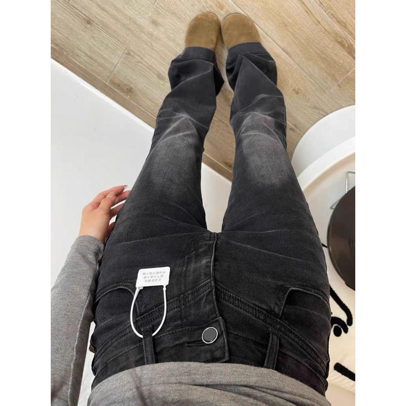 Übergröße Retro Stretch Hohe Taille Micro Flare Jeans für Birnenförmige Frauen - Schlankmachende Gerade Bein Bootcut Hosen für Frühling und Herbst