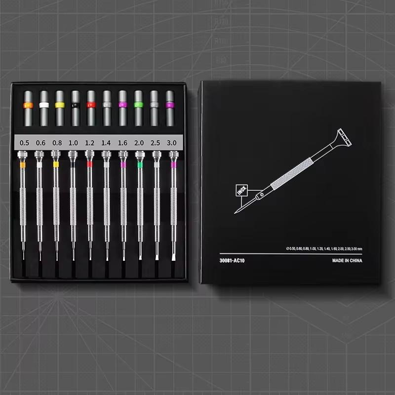 10pcs Mini Hand Screwdriver Kit 0.5-3mm for Eyeglass and Watch Maintenance