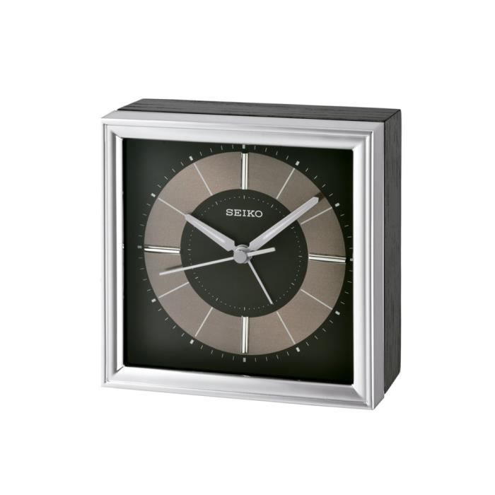 Réveil - SEIKO CLOCKS - QXE061S - Carré - 11 Cm - Alarme Sonnerie Argent