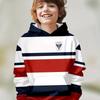 Latest Striped Design 3D Printed Boys' Hoodie, Comfortable Sportswear Outdoor Children's Hoodie Top