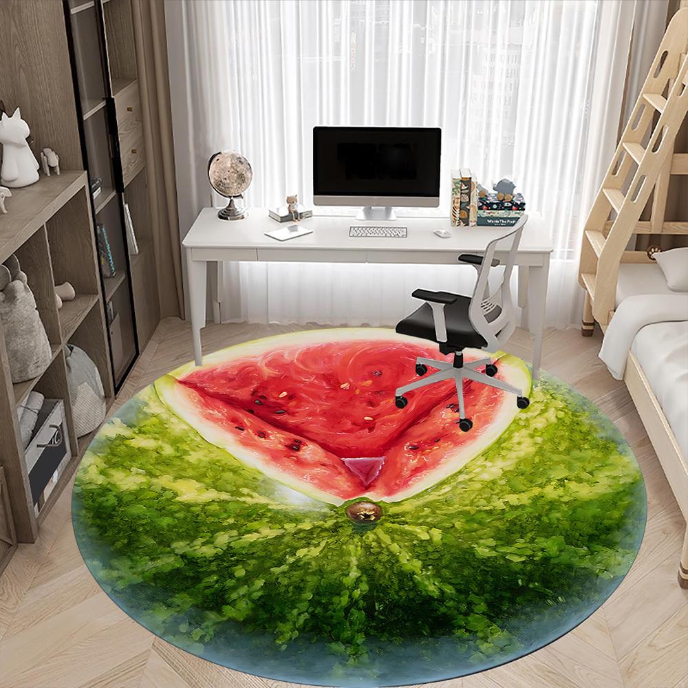 1pc Watermelon Slice Chair Carpet for Office Non-Slip, Machine Washable Rug for Office, Room - Holiday Decor, Machine Made yy251016143