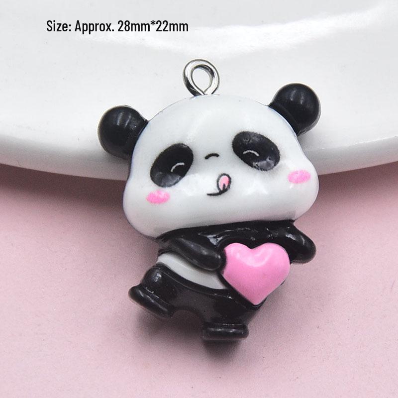 Cute Mini Panda Resin Pendant Keychain - DIY Jewelry Accessory