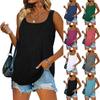 Blusas e Camisas Casuais Femininas de Cor Sólida com Estampa Sem Mangas e Decote U