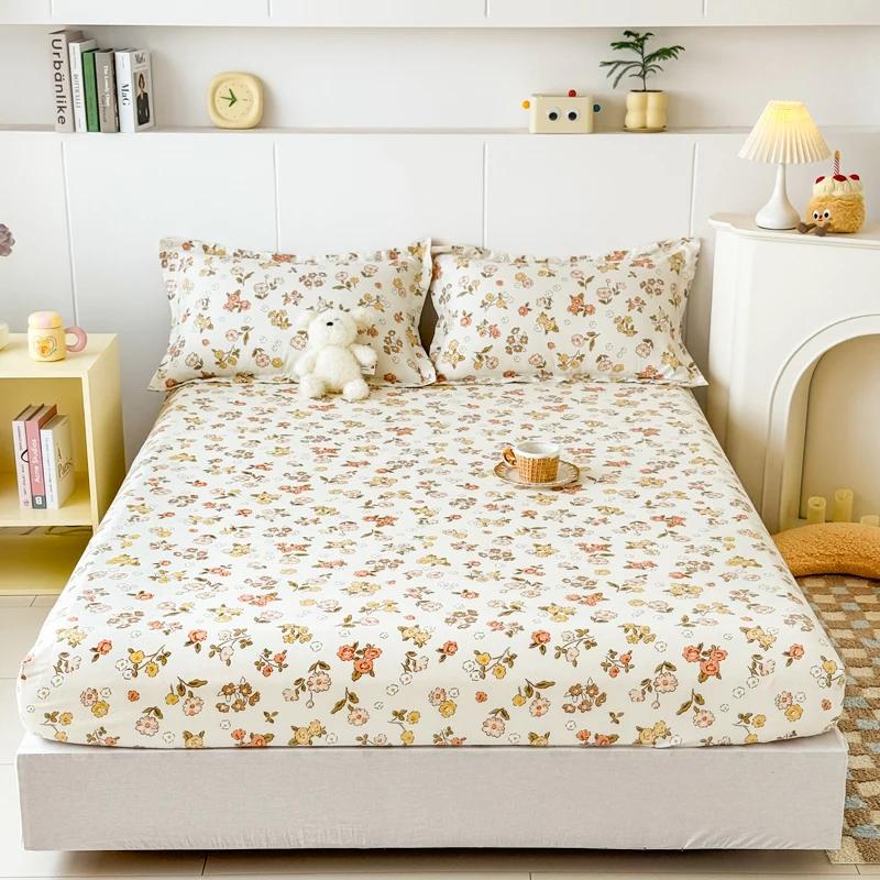 High Quality Printed Fitted Sheet Single Double Queen Size Mattress Cover With Elastic Band Bedsheet Soft Comfortable Fitsheet