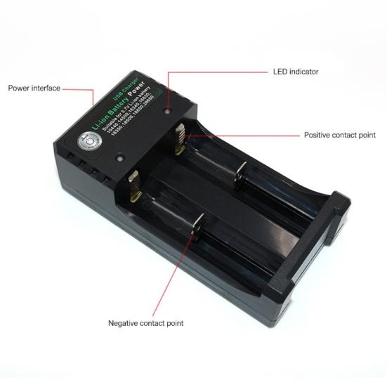 Dual Slot 3.7V 14500 26650 16650 18650 Li-ion Battery Charger with LED Indicator