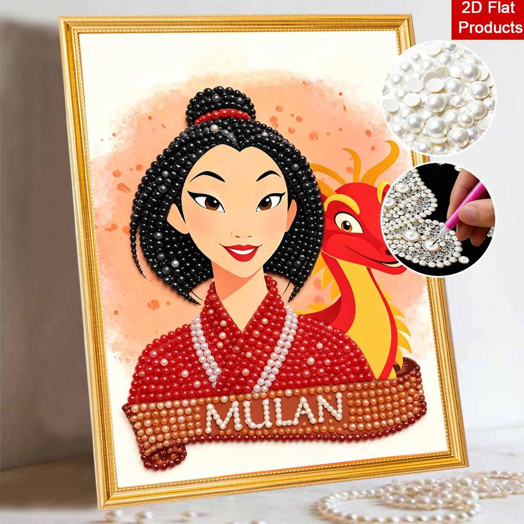 Disney Malowanie Perłami Mulan i Smok Mushu DIY Sztuka Perłowa Zestaw do Malowania Perłami Malowanie Ścian Sztuką Perłową Odpowiedni do Dekoracji Domu Biura Ręcznie robione Prezenty