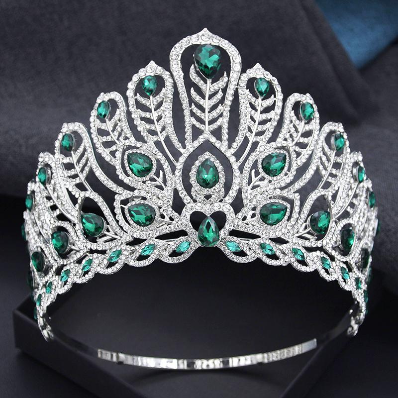 Adjustable Size High Tiaras and Crowns Large Wedding Tiara for Bride Headdress Princess Party Pageant Hair Jewelry Bridal Crown