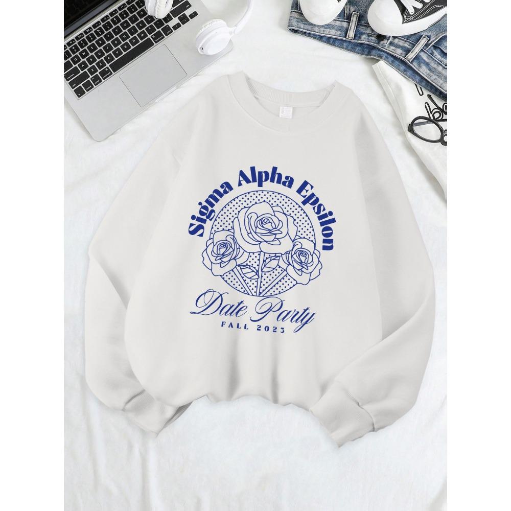 Sigma Alpha Epsilon Date Party Prints Sweatshirts Women Loose Casual Hoodies Crewneck Soft Pullover Warm Winter Clothes