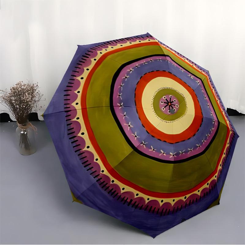 1pc Mandala Print Automatic Open/Close Umbrella - Compact Travel Umbrella, Gift for Birthday, Holiday yy260106020