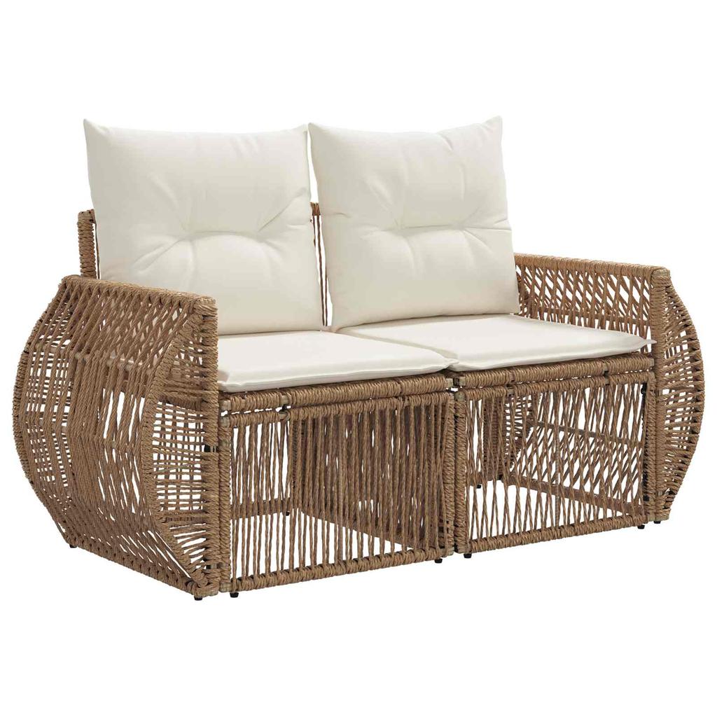 Garden Sofa Set 4 pcs. Beige and Cream White Poly Rattan