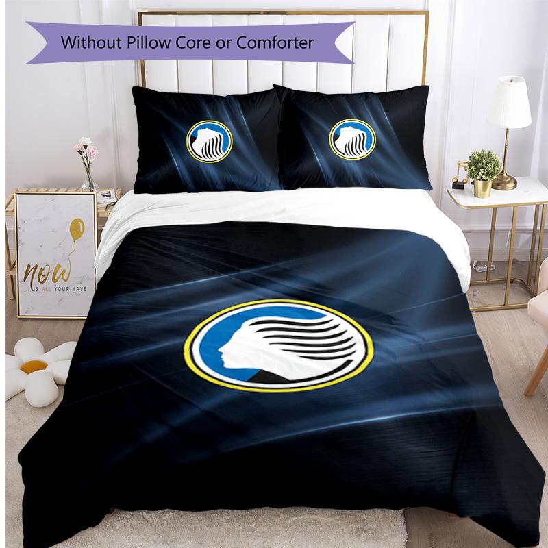 Atalanta FC Printed 3PCS Bedding Set Breathable Duvet Cover with Pillowcases Decorative Bed Linen for Bedroom Home