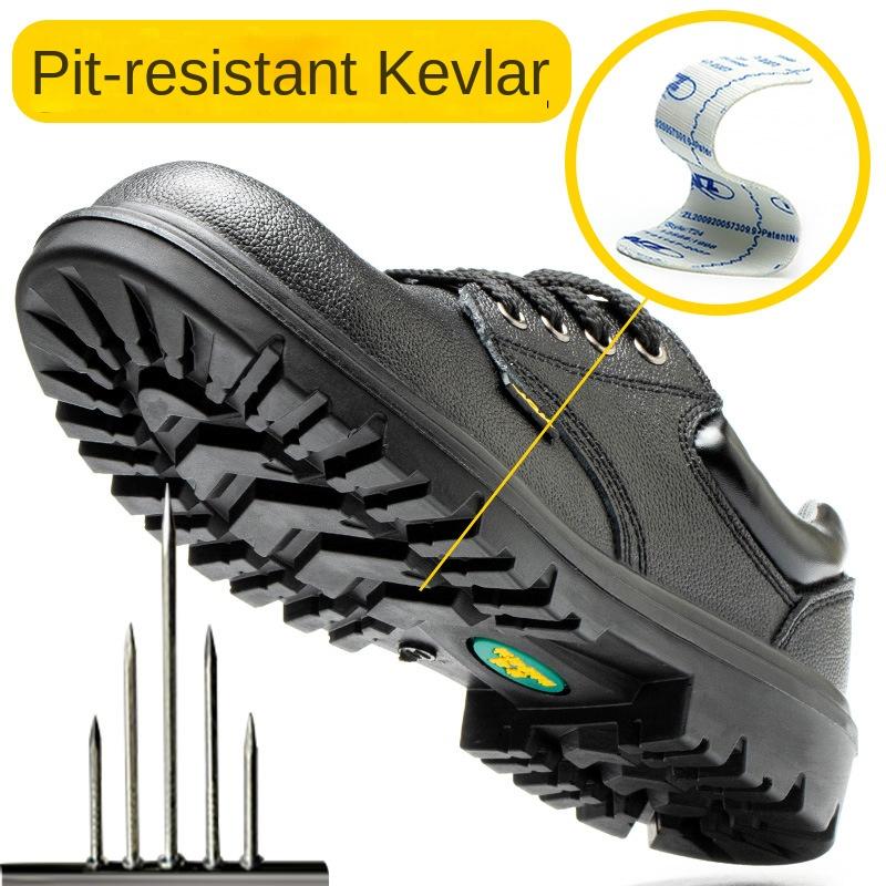 Steel Bag Head Low-top Labor Insurance Shoes Cowhide Surface Anti-smashing and Anti-piercing Safety Shoes Wear-resistant Shoes