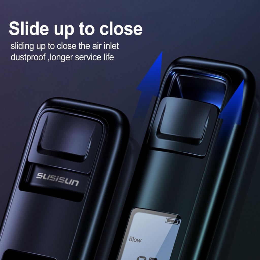 Black/Silver Breath Alcohol Tester Professional with LCD Screen High Accuracy Portable Breathalyzer Digital Alcohol Detector USB Charge