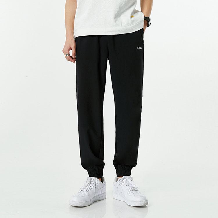 Li Ning Training Series Solid Color Logo Training Jogger Pants Men Bottoms Black AYKR103-4