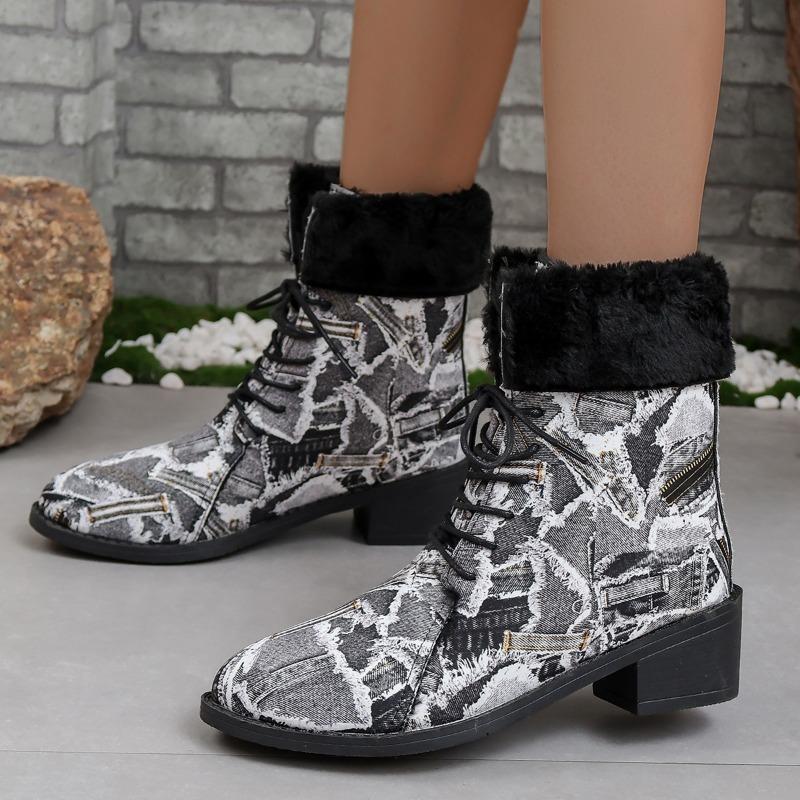 Winter 2024 New High Quality Fashion Women's Ankle Boots Zipper Pointed Lace Up High Heels Women's Boots Party Women's Boots