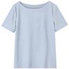 Women's Elegant Rib Knit Boat Neck T-Shirt