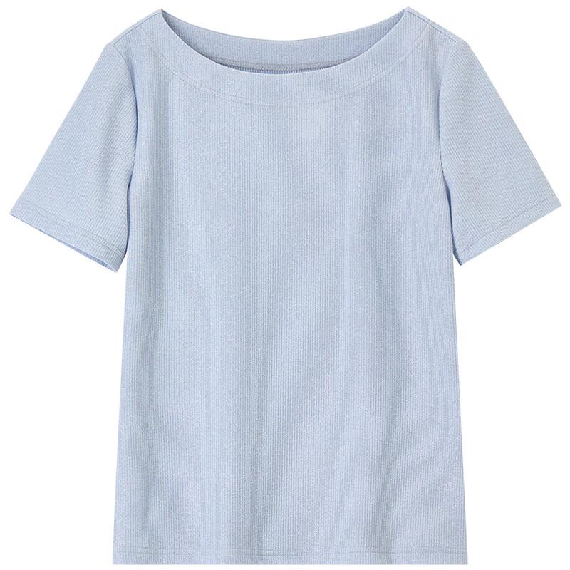 Women's Elegant Rib Knit Boat Neck T-Shirt