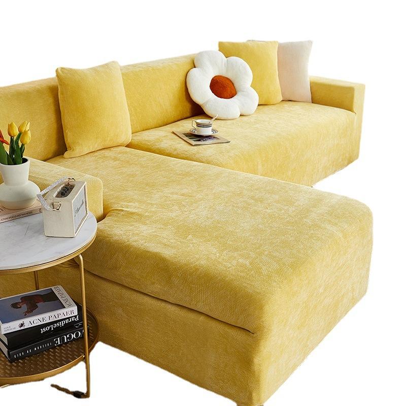 Fluwelen Bankhoezen Elastische Bankhoes Verdikken Stretch Slipcover voor Woonkamer 2/3 Zits Fauteuil L-vormige Bankhoes