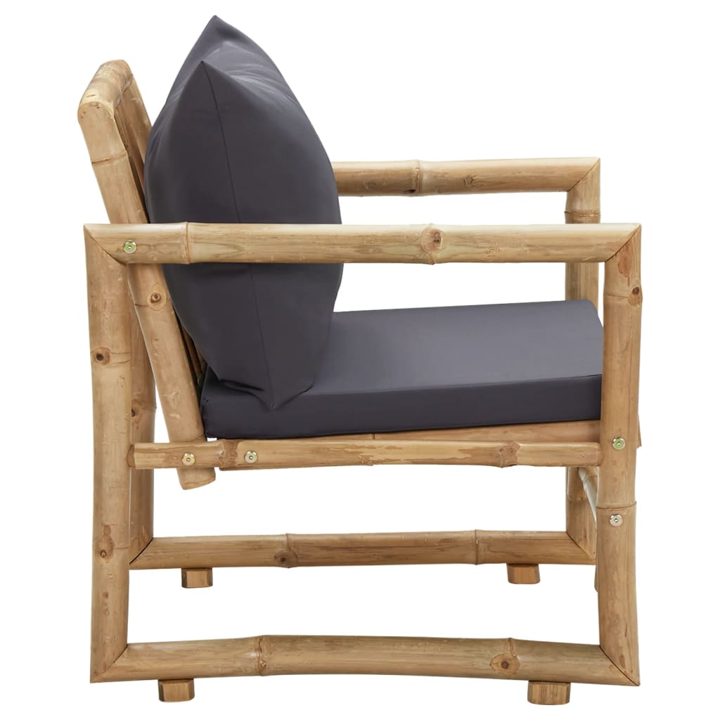Garden Chairs with Cushions 2 Pcs Bamboo