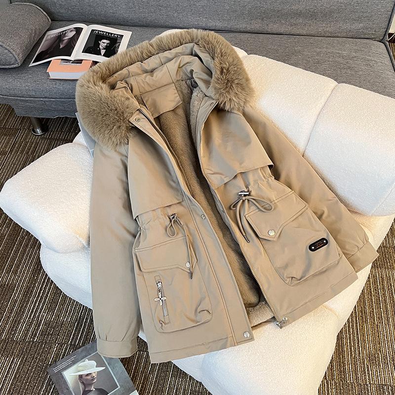 Women's Winter Parka: New Year Cotton Jacket with Large Fur Collar, Loose Fit, Thickened, Korean Style