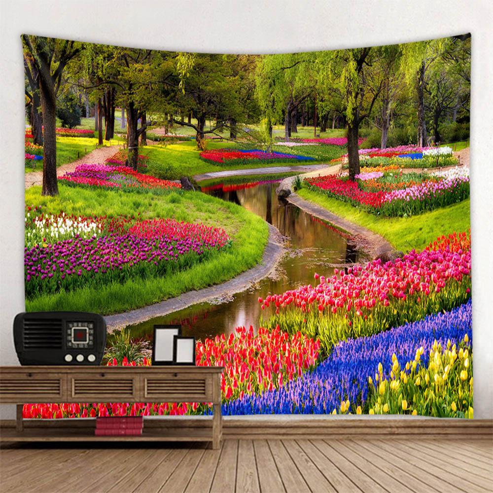 Garden Landscape Tapestry Home Decoration Art Wall Hanging Hippie Bedroom Wall Background Blanket Bed Sheet Sofa Coverage