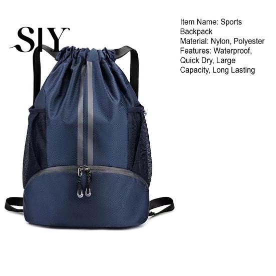 Sports Backpack Drawstring Gym Bag Soccer Basketball Organizer with Separate Shoe Compartment Large Capacity Waterproof Design