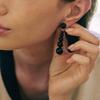 Elegant French Black Agate Gradient Beaded Stud Earrings - Autumn/Winter Cold Style
