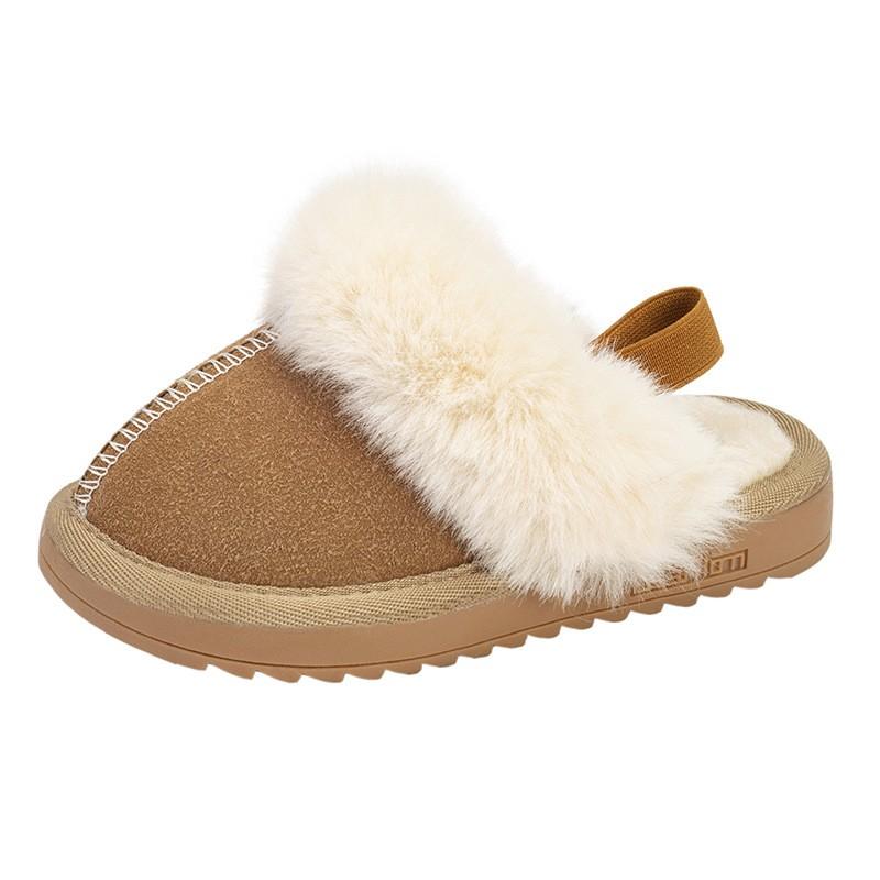 Winter Simple Japanese Woolen Elastic Band Slippers for Boys 2024 All-match Indoor and Outdoor Girls Child Fashion Casual Shoes