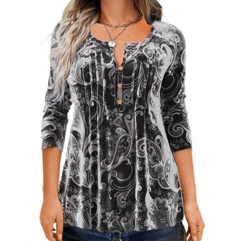 BITCEDWomen's Fashion Casual Long Sleeve O Neck Blouses & Shirts