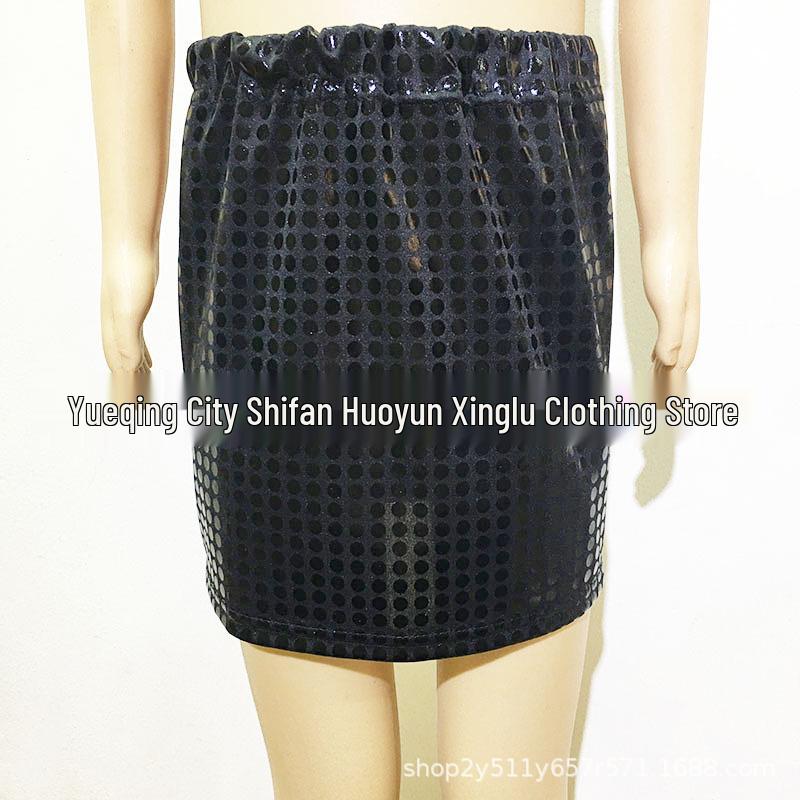 Women s Polka Dot Sequin A-Line Performance Skirt 150 чёрный