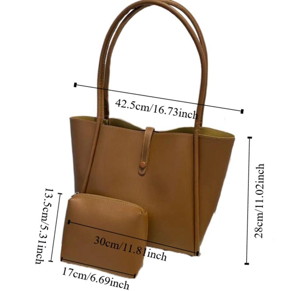 French Style PU Leather Shoulder Bag Simple Casual New Design Tote Bag Retro Underarm Bag  Travel