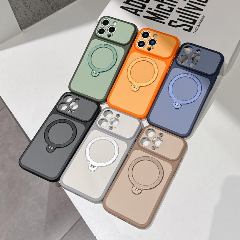 Magnetic Ring Holder Case For iPhone 17 16 15 14 13 Pro Max Luxury Contrast Color Skin Feel Hybrid PC Shockproof Matte Phone Stand Cover