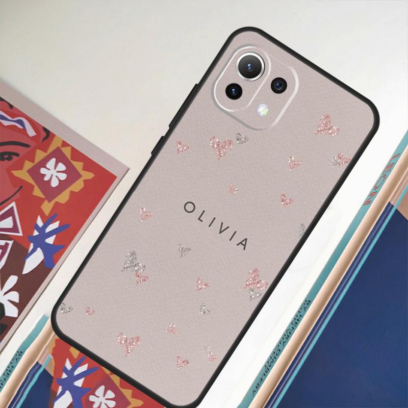 Custom Polka Heart Rose Gold Monogram Case For POCO F5 X3 X5 Pro F4 X4 GT F3 M5s M5 Cover For Xiaomi 13 Lite 12 11 11T 12T Pro
