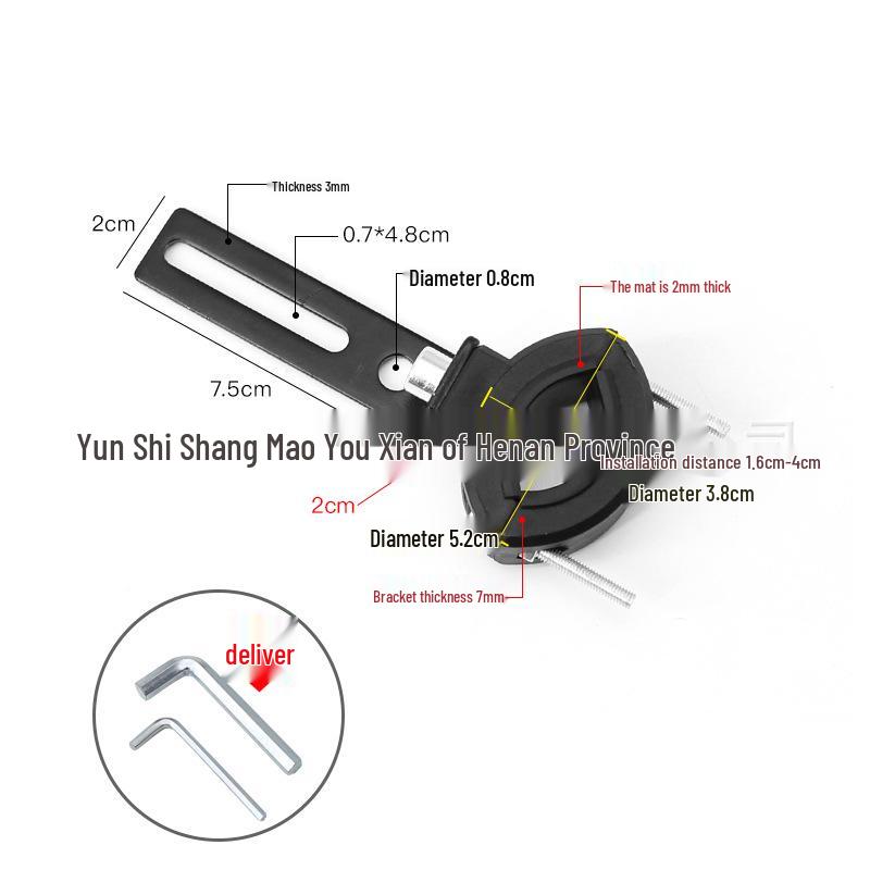 

Motorcycle LED Spotlight Bracket: Adjustable 1.6-4cm Pipe Clamp for Electric Vehicle Exterior Mount on Front Shock Absorber.