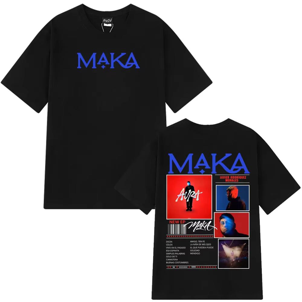 

Rapper Maka Aura 2025 Tour Concert Print T Shirts Men Women Fashion Hip Hop Vintage Tshirts Casual Cotton High Quality T Shirt S