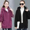 Lamb Fleece Sweater Women's Autumn and Winter Plus Velvet Thick Hooded Pocket Cardigan Lazy Style Zipper Jacket Women