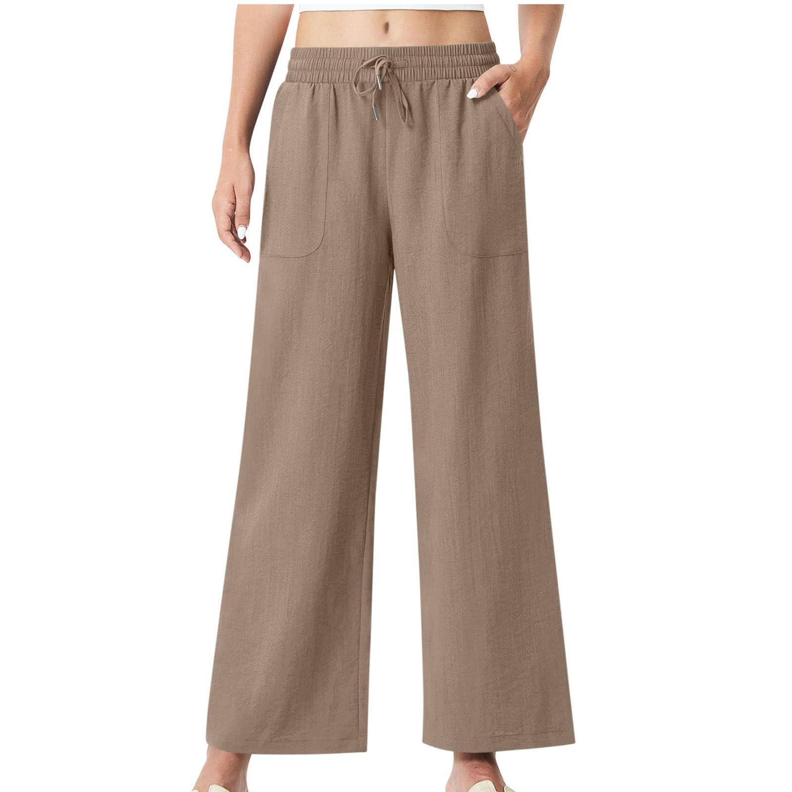 

Women s Fashion High-Waisted Wide-Leg Casual Pants S верблюд