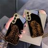 Leopard Background Black For Samsung Galaxy S26 S20 FE S21 S22 S23 Plus S24 Ultra S25Ultra S21+  S22Plus Golden Glass Phone Case